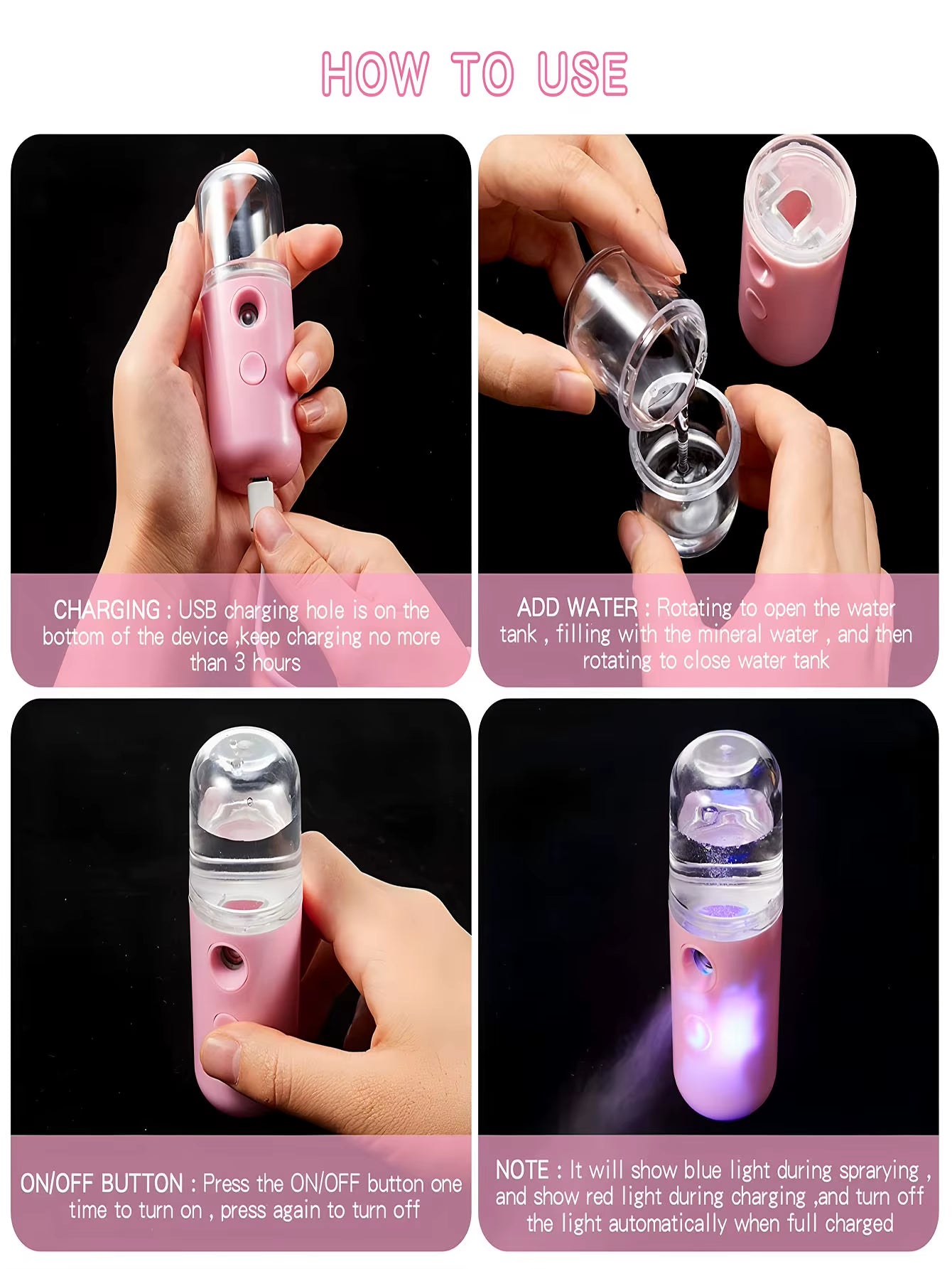 USB Mist Facial Sprayer Humidifier Rechargeable Nebulizer Face Steamer Moisturizing Beauty Instruments Face Skin Care Tools