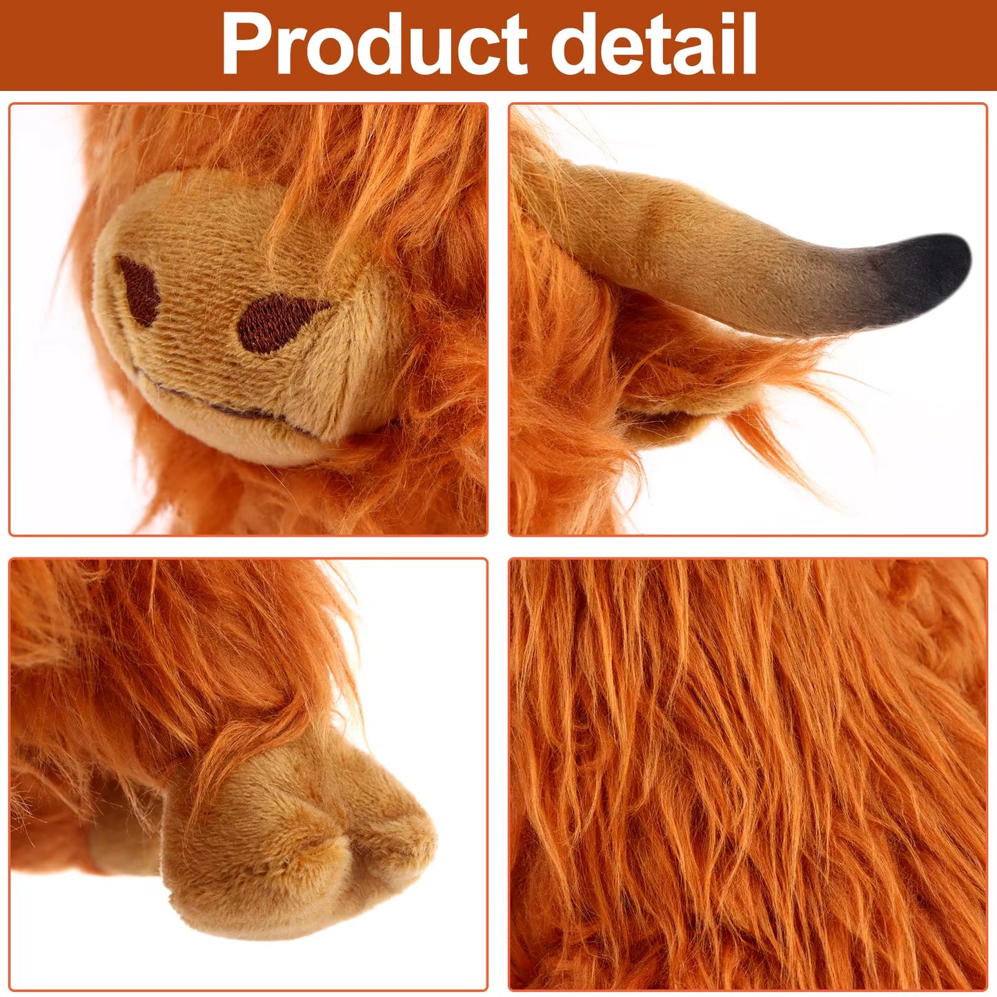 25Cm Simulation Highland Cow Plush Animal Doll Soft Stuffed Highland Cow Plush Toy Kawaii Kids Baby Gifts Toy Home Room Decor