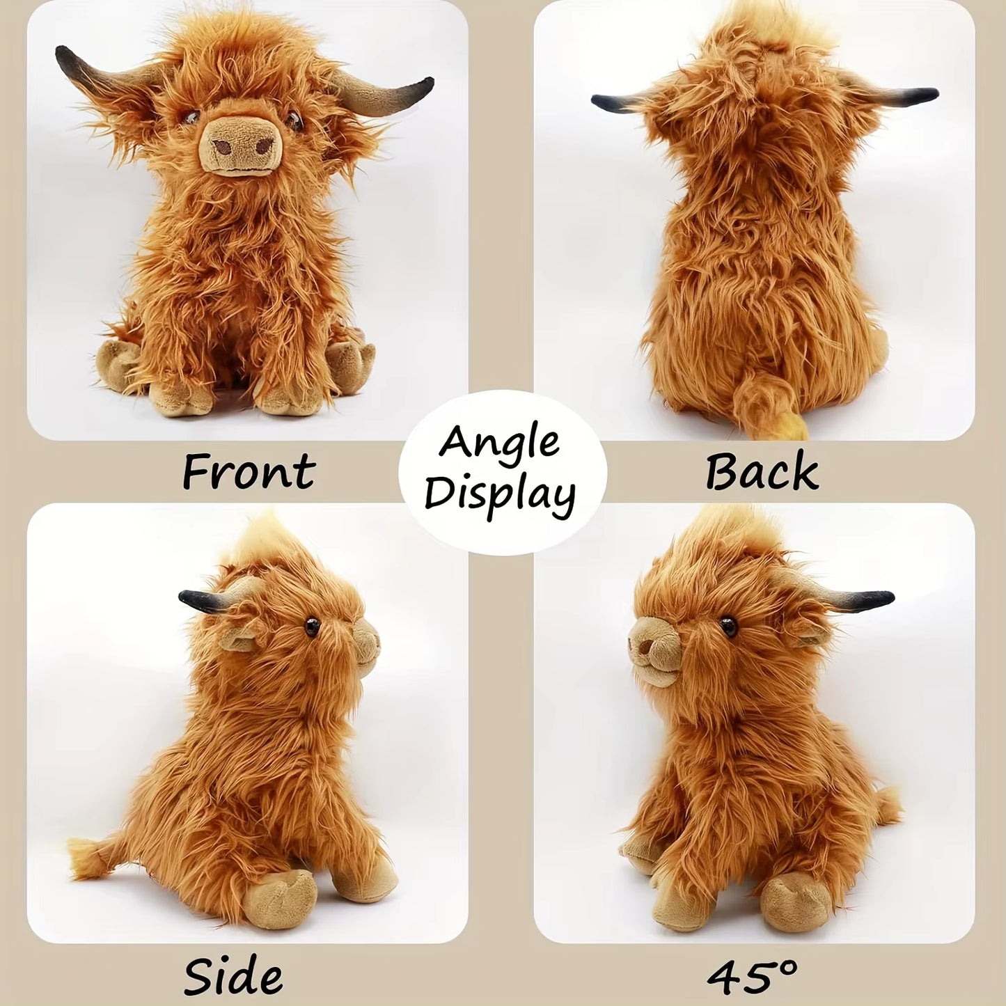 25Cm Simulation Highland Cow Plush Animal Doll Soft Stuffed Highland Cow Plush Toy Kawaii Kids Baby Gifts Toy Home Room Decor