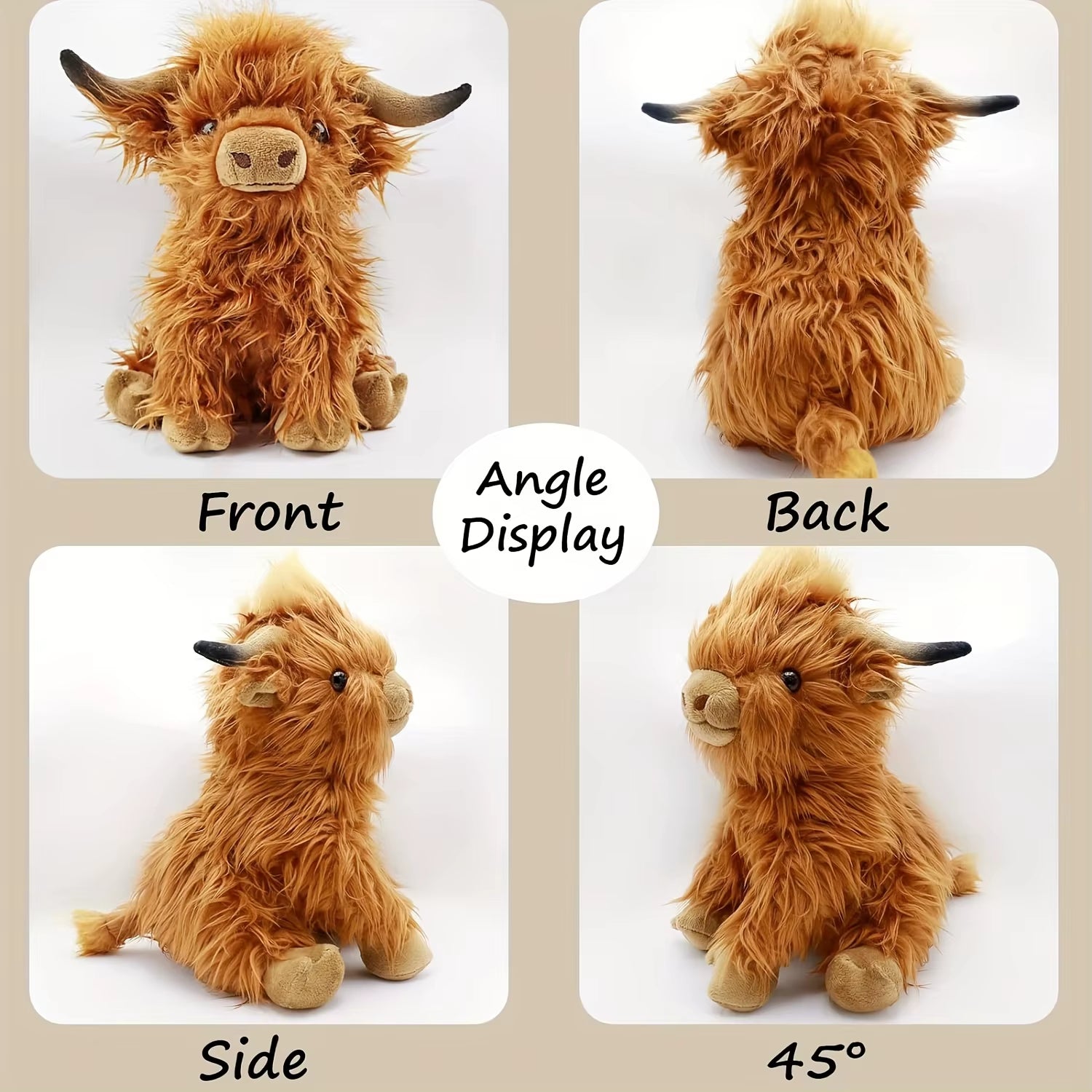 25Cm Simulation Highland Cow Plush Animal Doll Soft Stuffed Highland Cow Plush Toy Kawaii Kids Baby Gifts Toy Home Room Decor
